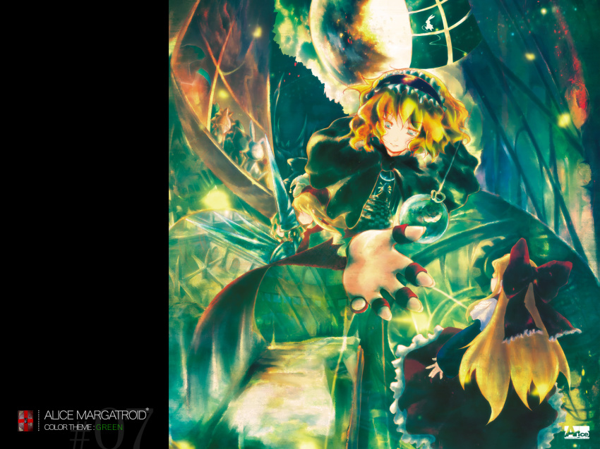 1girl alice_margatroid alternate_color blonde_hair blue_eyes rabbit doll female_focus hairband highres lance outstretched_hand polearm puppet_rings puppet_strings ring shanghai_doll short_hair solo thread touhou ukihashi ukihashi_kei weapon
