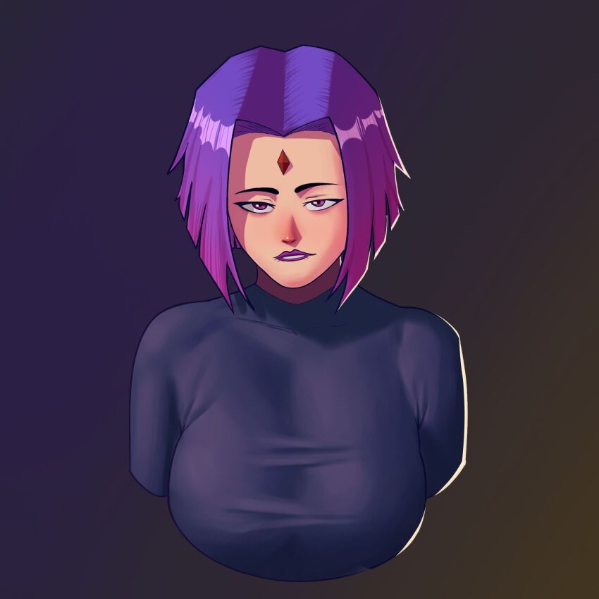 1girl breasts highres large_breasts raven_(dc) short_hair upper_body