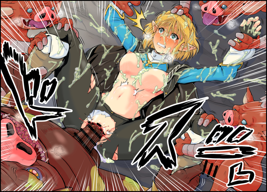 1girl assisted_rape blonde_hair blood blush bokoblin boss_bokoblin breasts bukkake bulge captured censored clenched_teeth crying crying_with_eyes_open cum cum_in_pussy cum_on_body cum_on_breasts cum_on_floor cum_on_hair cum_on_legs cum_on_lower_body cum_on_upper_body defeat defloration facial fat fat_man gang_rape goblin green_eyes half-closed_eyes held_down helpless hetero horrified interspecies large_breasts large_insertion monster motion_lines multiple_boys nintendo nipples open_mouth pain penis pointy_ears princess princess_zelda pussy rape restrained scared sex shiny_skin short_hair size_difference snot stomach_bulge sweat tearing_up tears teeth the_legend_of_zelda the_legend_of_zelda:_tears_of_the_kingdom torn_clothes ugly_bastard vaginal veins veiny_penis