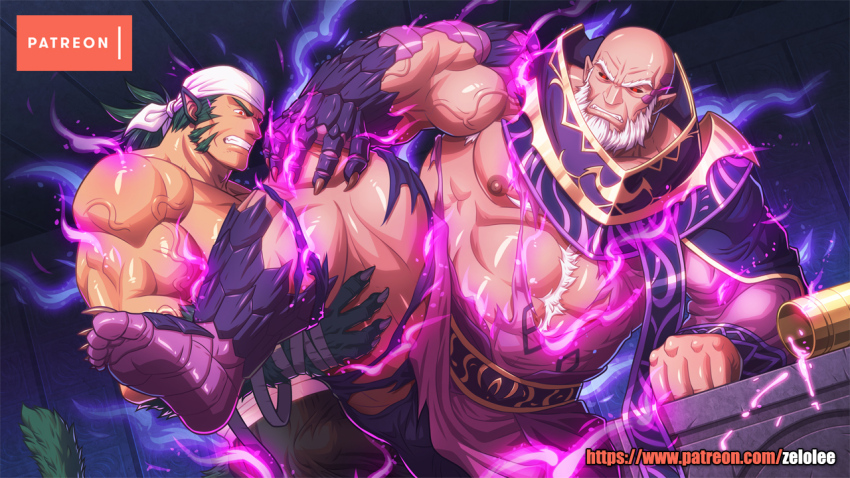 2boys abs animal_ears aura bad_id bad_twitter_id bald bandana bara bare_pectorals black_sclera bulge colored_sclera dark_aura erection erection_under_clothes fire_emblem fire_emblem:_mystery_of_the_emblem fire_emblem:_radiant_dawn fire_emblem_heroes green_hair in-franchise_crossover male_focus medeus muarim_(fire_emblem) muarim_(raw_instinct)_(fire_emblem) multiple_boys muscular muscular_male nintendo nipples old old_man paid_reward_available patreon_username pectorals pointy_ears red_eyes scales tail thick_thighs thighs topless_male torn_clothes veins veiny_arms yaoi zelo-lee
