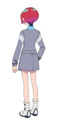  1girl amate_yuzuriha boots full_body gundam gundam_gquuuuuux highres jacket official_art red_hair short_hair skirt solo transparent_background uniform 