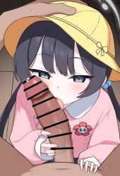  1boy 1girl absurdres bad_id bad_twitter_id bar_censor blue_archive blush censored clothed_female_nude_male fellatio hair_bobbles hair_ornament halo hand_on_another&#039;s_head hat hetero highres inactive_account kindergarten_uniform kisaki_(blue_archive) kisaki_(kindergarten_uniform)_(blue_archive) licking licking_penis loli looking_at_viewer low_twintails mosaic_censoring nude oral penis pov pov_crotch pov_hands precum school_hat solo_focus tongue tongue_out twintails white_halo yellow_hat zing_(z_z_zing) 