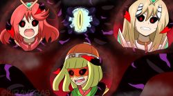 alternate_eye_color angry arms_(game) beanie black_sclera blonde_hair colored_sclera corruption crossover dark_persona dharkon glowing glowing_eyes hal_laboratory hat highres kiravera8 long_hair looking_at_viewer monolith_soft nintendo open_mouth possessed possession red_eyes red_hair short_hair slit_pupils super_smash_bros. tentacles veins watermark xeno_(series) xenoblade_chronicles_(series) xenoblade_chronicles_2 rating:Sensitive score:8 user:danbooru
