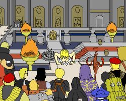  albert_wesker ashley_graham backpack bag breasts capcom cleavage ganado leon_s._kennedy lowres luis_sera merchant_(resident_evil) ramon_salazar randoseru resident_evil resident_evil_4 saddler salvador yasukun_(kyamogata)  rating:Sensitive score:17 user:damaramu