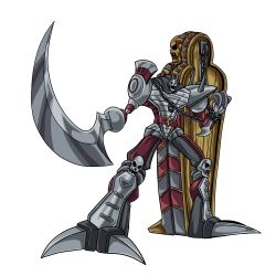  absurdres digimon digimon_(creature) gokumon highres horns original sarcophagus scythe skull solo 