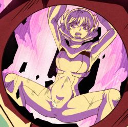  1girl anus_visible_through_clothes ball_(gundam) crying crying_with_eyes_open cunt_punt defeat defeated_villainess doomed dying explosion female_focus freckles gundam gundam_00 helmet imminent_death legs_apart nena_trinity nipples_visible_through_shirt peeing peeing_self peril ryona solo spread_legs tears view_between_legs  rating:Questionable score:221 user:Yavie