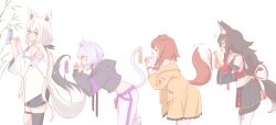  4girls absurdres animal_ear_fluff animal_ears black_hair blue_eyes brown_hair cat_ears cat_girl cat_tail chamomile_(kazumasa) closed_eyes closed_mouth commentary_request dog_ears dog_girl dog_tail fox_ears fox_girl fox_tail highres hololive inugami_korone long_hair medium_hair multiple_girls nekomata_okayu ookami_mio open_mouth purple_eyes purple_hair shirakami_fubuki smile tail tanabata tanzaku translation_request very_long_hair virtual_youtuber white_hair wolf_ears wolf_girl wolf_tail yellow_eyes 