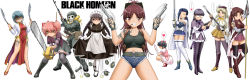  6+girls akemi_homura akemi_homura_(cosplay) akemi_homura_(magical_girl) balalaika_(black_lagoon) beretta_92 black_lagoon blonde_hair blue_hair blush boots braid breasts chainsaw character_request china_dress chinese_clothes clenched_teeth copyright_name cosplay costume_switch cross cross_necklace crossover cutoffs denim denim_shorts dragunov_svd dress drill_hair dual_wielding explosive faceless fingerless_gloves frederica_sawyer frederica_sawyer_(cosplay) glasses gloves grenade grin gun handgun heart highres holding holster jewelry kaname_madoka kaname_madoka_(cosplay) kaname_madoka_(magical_girl) long_hair looking_at_viewer magical_girl magical_musket mahou_shoujo_madoka_magica mahou_shoujo_madoka_magica_(anime) maid maid_headdress mary_janes medium_breasts midriff miki_sayaka miki_sayaka_(cosplay) miki_sayaka_(magical_girl) mirror mole mole_under_eye mouth_hold multiple_girls muzzle_device navel necklace pantyhose parody pink_hair pistol ponytail revy_(black_lagoon) revy_(black_lagoon)_(cosplay) rifle roberta roberta_(black_lagoon) roberta_(black_lagoon)_(cosplay) roberta_(cosplay) sakura_kyoko sakura_kyoko_(cosplay) sakura_kyoko_(magical_girl) scope shenhua shenhua_(cosplay) shingyouji_tatsuya shirt shoes shorts shoulder_holster simple_background smile sniper_rifle spoken_heart standing sword tattoo taut_clothes taut_shirt teeth thighhighs tomoe_mami tomoe_mami_(cosplay) tomoe_mami_(magical_girl) twin_braids twin_drills twintails spinning_gun spinning_weapon weapon white_background white_gloves zettai_ryouiki 