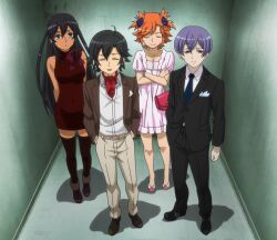  arashi_teppei captain_earth dress highres manatsu_daichi mutou_hana tuxedo yomatsuri_akari 