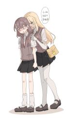  +_+ 2023 20s 2girls bag bare_legs blonde_hair breast_envy breast_press breasts brown_eyes brown_hair brown_sweater_vest clenched_hand flower full_body grabbing_from_behind grey_skirt hair_flower hair_ornament handbag hands_on_another&#039;s_shoulders height_difference highres katze_(spongebob792) large_breasts long_hair looking_at_another loose_socks matching_hair/eyes medium_hair miniskirt misaka_mikoto multiple_girls open_mouth school_uniform shirt shoes shokuhou_misaki skirt small_breasts socks standing star-shaped_pupils star_(symbol) summer summer_uniform sweater_vest symbol-shaped_pupils thighhighs toaru_kagaku_no_railgun toaru_majutsu_no_index tokiwadai_school_uniform trolling unusual_pupils whispering white_background white_shirt white_socks yellow_eyes  rating:General score:12 user:Joseph_Seed