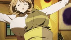 10s 1boy 1girl animated animated_gif breast_smother breasts hetero huge_breasts indoors narusawa_ryouka occultic;nine upper_body rating:Sensitive score:101 user:snesfan