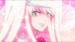  1boy androgynous aqua_eyes blonde_hair bow close-up crossdressing eyebrows eyelashes formal_clothes hat lips lipstick long_eyelashes long_hair looking_at_viewer makeup male_focus nanbaka pink_background pink_lips screencap seductive_smile sidelocks smile sparkle sugoroku_hitoshi suit swept_bangs trap twintails upper_body  rating:Sensitive score:21 user:CerberusPhoenix