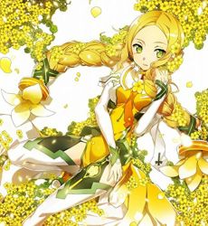  10s 1girl blonde_hair braid eyepatch female_focus flower green_eyes inubouzaki_fuu long_hair magical_girl open_mouth solo thighhighs twin_braids twintails white_thighhighs yuuki_yuuna_wa_yuusha_de_aru yuusha_de_aru  rating:Sensitive score:1 user:Werepuppy