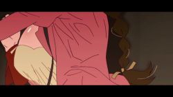 10s 1girl animated animated_gif bouncing_breasts braid breasts camisole cleavage covered_erect_nipples hanekawa_tsubasa head_out_of_frame jiggle kizumonogatari large_breasts long_hair lying monogatari_(series) no_bra on_back open_clothes open_mouth open_shirt see-through_clothes rating:Questionable score:129 user:Ecchi-Kun