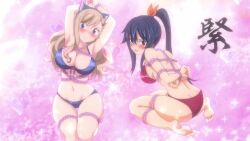  1boy 2girls animal_ears animated anime_screenshot ass bdsm bikini black_hair blonde_hair blue_bikini blue_eyes blush bondage bound bound_ankles bound_arms bound_legs bound_wrists breast_bondage breasts brown_eyes butt_crack cat_ears cleavage eden&#039;s_zero fake_animal_ears highres homura_kogetsu large_breasts long_hair multiple_girls rebecca_bluegarden red_bikini sideboob sound sweat swimsuit tagme video weisz_steiner  rating:Sensitive score:56 user:bluebot