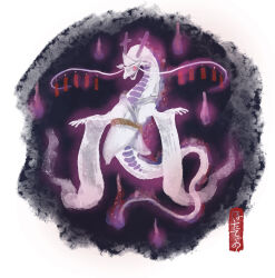 commentary_request cross dragon full_body funeral_kimono ghost glowing highres hitodama hotathino japanese_clothes kimono latin_cross no_humans original pink_eyes white_kimono 