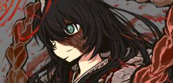  1boy bakupaku black_hair chinese_clothes closed_mouth e.g.o_(project_moon) hagoromo half_updo hanfu highres hong_lu_(project_moon) limbus_company long_hair looking_to_the_side male_focus project_moon scar scar_on_face shawl smile solo very_long_hair white_hanfu 