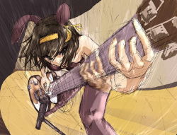  00s 1girl animal_ears brown_hair duplicate fake_animal_ears female_focus god_knows guitar haru_(primavera) instrument leotard music pantyhose playboy_bunny playing_guitar playing_instrument rabbit_ears short_hair sketch solo suzumiya_haruhi suzumiya_haruhi_no_yuuutsu 