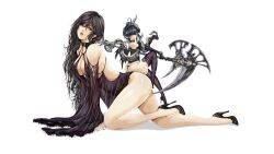  2girls animal artist_request ass black_dress black_eyes black_hair breasts chain character_request copyright_request dress femdom full_body giant giantess hanging_breasts high_heels highres holding holding_weapon large_breasts lips long_hair looking_back multiple_girls patent_heels pumps scythe shoes sitting sitting_on_person smaller_dominant snake source_request stiletto_heels thighhighs weapon white_background  rating:Questionable score:12 user:Miyuki_Lust