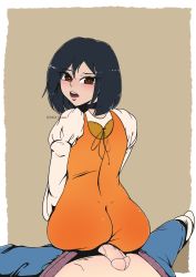  1boy 1girl absurdres ass black_hair buttjob buttjob_over_clothes dark-skinned_male dark_skin final_fantasy final_fantasy_ix garnet_til_alexandros_xvii highres looking_at_viewer penis square_enix zidane_tribal  rating:Explicit score:48 user:manman007