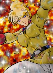  1girl blonde_hair blue_eyes crowley_hamon female_focus gundam military military_uniform mobile_suit_gundam solo  rating:Sensitive score:4 user:Daijin