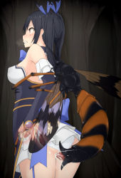 1girl ass bare_shoulders bestiality black_hair blush breasts breath bug censored choker clenched_teeth clothed_sex clothes_lift clothing_aside cowboy_shot cum cum_in_pussy detached_sleeves dress dress_lift ejaculation garter_straps hair_ornament hair_ribbon heavy_breathing hetero internal_cumshot long_hair mingaru mosaic_censoring neptune_(series) noire_(neptunia) open_mouth oversized_insect panties panties_aside pantyshot penis profile rape red_eyes restrained ribbon sex shiny_skin sideboob standing teeth twintails underwear uterus vaginal wasp white_panties x-ray rating:Explicit score:224 user:armorcrystal