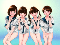  4girls artist_request blush bottomless breasts cleft_of_venus cotowari feet_out_of_frame flat_chest highres loli multiple_girls original school_uniform serafuku small_breasts tagme  rating:Explicit score:34 user:land_of_lost_lolis