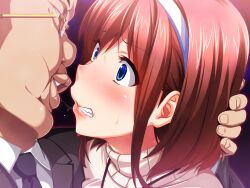  1boy 1girl age_difference asaoka_genzo blue_eyes fat fat_man game_cg glasses hetero highres hinomoto_koharu kedamono-tachi_no_sumu_ie_de old old_man older_man_and_younger_girl pin-point pink_hair saliva short_hair tagme takeda_hiromitsu ugly_bastard wrinkled_skin 