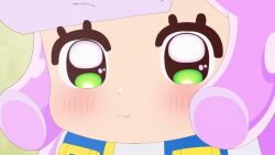  1girl animated animated_gif anime_screenshot blush curly_hair green_eyes puniru_(puniru_wa_kawaii_slime) puniru_wa_kawaii_slime purple_hair short_hair solo  rating:General score:5 user:ozymandiaspoem
