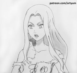  1girl absurdres artyum99 breasts highres margaret monochrome nanatsu_no_taizai nipples nude nude_filter seven_deadly_sins solo tagme third-party_edit torn_clothes 