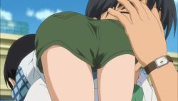  1boy 1girl animated animated_gif anime_screenshot aoki_daisuke ass crossdressing glasses kodomo_no_jikan kokonoe_rin loli reverse_trap shorts slapping spanking teacher_and_student watch wristwatch  rating:Sensitive score:378 user:CodenameViker