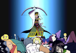  @_@ abs arash_(fate) bare_shoulders black_hair blonde_hair bow bow_(weapon) breasts character_name character_request chen_gong_(fate) chinese_clothes clenched_hand commentary crossed_arms dark-skinned_male dark_skin domino_mask dumuzid_(fate) fate/grand_order fate_(series) g_gundam gilgamesh_(fate) glasses gloves grass gundam hair_bow hair_intakes holding holding_bow_(weapon) holding_weapon jewelry katana large_breasts lord_el-melloi_ii makishima_rin mask necklace nero_claudius_(bride)_(fate) nero_claudius_(fate) opaque_glasses paracelsus_von_hohenheim_(fate) pink_hair pointing pointing_up purple_hair scathach_(fate) scathach_skadi_(fate) sweat sword tamamo_(fate) tamamo_no_mae_(fate/extra) topless_male twintails waver_velvet weapon white_gloves 
