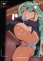  1girl ass black_gloves black_ribbon black_serafuku black_skirt braid breasts clothed_masturbation crotch_rub elbow_gloves female_masturbation gloves green_eyes green_hair hair_between_eyes hair_flaps hair_ornament hair_ribbon hairclip heart highres kantai_collection masturbation masturbation_through_clothes medium_breasts miniskirt panties pleated_skirt ponytail public_indecency public_masturbation pussy_juice ribbon school_uniform serafuku side_braids skirt solo speech_bubble spoken_heart suzuki_toto table_humping translation_request twin_braids underwear white_panties yamakaze_(kancolle) yamakaze_kai_ni_(kancolle) 