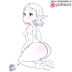  1girl 2018 artist_name ass boots breasts captainjerkpants chronoa curvy dragon_ball dragon_ball_xenoverse female_focus highres huge_ass leotard looking_at_viewer looking_back monochrome naughty_face petite pointy_ears short_hair smile solo chronoa  rating:Questionable score:76 user:titswifter