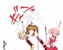 10s 3girls ^^^ akemi_homura akemi_homura_(magical_girl) bent_over black_hair black_panties blonde_hair closed_eyes detached_sleeves drill_hair gun hair_ornament hairband kaname_madoka kaname_madoka_(sexy_madoka) legband long_hair magical_girl magical_musket mahou_shoujo_madoka_magica mahou_shoujo_madoka_magica_(anime) multiple_girls panties pantyhose pink_hair rifle short_hair short_twintails strap_slip teri_terio thighhighs tomoe_mami tomoe_mami_(magical_girl) translated twintails underwear weapon rating:Sensitive score:25 user:danbooru