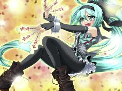  1girl aqua_eyes aqua_hair black_bow black_hairband black_pantyhose black_shoes blue_panties bow center_frills char_(2v_26) clenched_hands collared_shirt cowboy_shot elbow_gloves fang fingerless_gloves frilled_gloves frilled_skirt frills fuwari_complex game_cg gloves hair_bow hairband loafers long_hair musou_tenka non-web_source open_mouth panties pantyhose pleated_skirt revealing_clothes shirt shoes sidelocks skirt sleeveless sleeveless_shirt smile solo striped_clothes striped_panties underwear untucked_shirt v-shaped_eyebrows vertical-striped_clothes vertical-striped_panties very_long_hair wrist_cuffs 