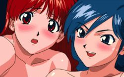  2girls animated animated_gif asuka_(viper) blue_eyes blue_hair blush bukkake cum cum_on_body cum_on_hair cum_string ejaculation facial licking lowres miki_(viper) multiple_girls open_mouth penis red_eyes red_hair tongue viper_(series)  rating:Explicit score:136 user:Foremath