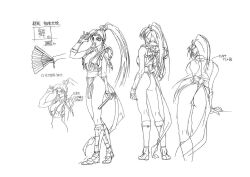  1girl ass breasts fatal_fury female_focus full_body large_breasts long_hair multiple_views official_art reference_sheet shiranui_mai thong  rating:General score:6 user:octopus-slime