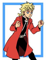  1boy belt blonde_hair blue_eyes braid cosplay edward_elric edward_elric_(cosplay) fullmetal_alchemist giorno_giovanna jacket jojo_no_kimyou_na_bouken lowres male_focus open_mouth paku_romi sima_nozomu solo vento_aureo voice_actor_connection 