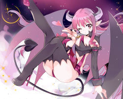  12min 1girl bad_id bad_pixiv_id boots breasts demon_girl demon_tail demon_wings detached_sleeves disgaea female_focus heart high_heel_boots high_heels horns long_hair one_eye_closed pink_eyes pink_hair pointy_ears solo sparkle succubus_(disgaea) tail thigh_boots thighhighs very_long_hair wings wink 