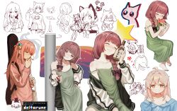  1boy 1other 2b_(nier:automata) 6+girls :3 absurdres barefoot black_jacket black_nails blonde_hair blue_archive blunt_bangs blush bocchi_the_rock! braid breasts character_request chromasen cigarette closed_eyes collarbone copyright_request cube_hair_ornament deltarune dress eating food fruit furry furry_female furry_male glasses gotoh_hitori green_dress guitar_case hair_ornament headphones highres hiroi_kikuri holding holding_cigarette horns instrument_case instrument_case_on_back jacket kris_(deltarune) large_breasts long_hair long_sleeves medium_hair multiple_girls nier:automata nier_(series) noelle_holiday onii-chan_wa_oshimai! oyama_mahiro pink_hair pink_jacket pleated_skirt purple_eyes purple_hair ralsei red_eyes single_braid skirt smile smoking smug star_(symbol) susie_(deltarune) tongue tongue_out track_jacket v watermelon watermelon_slice 