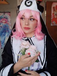  absurdres cosplay cosplay_photo highres koumajou_densetsu non-web_source nun photo_(medium) pink_hair saigyouji_yuyuko touhou 