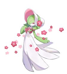  bonnet closed_mouth commentary_request full_body gardevoir gardevoir_(fashionable) gen_3_pokemon hand_up highres kazana_(sakuto) looking_at_viewer nintendo pokemon pokemon_(creature) pokemon_unite red_eyes smile solo white_background white_headwear  rating:General score:7 user:danbooru