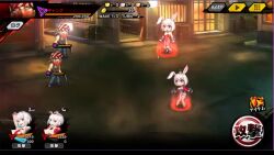  1girl animal_ears animated attack audible_speech blush boots bouncing_breasts breasts chibi fake_animal_ears female_focus full_body gloves happy highleg highleg_leotard highres japanese_audio jumping kicking large_breasts leotard lilith-soft looking_ahead looking_at_another looking_at_viewer nobushito_kuro playboy_bunny rabbit_ears rabbit_girl rabbit_tail red_leotard ryona shiny_clothes smile solo tagme tail taimanin_(series) taimanin_rpgx talking thong_leotard una_mochizuki video white_hair 