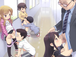 3boys 3girls age_difference blonde_hair blush brown_eyes brown_hair censored kodomo_doushi clothes_lift cunnilingus fellatio glasses hair_ornament hairband hallway hand_on_another&#039;s_head hetero loli long_hair meow_(nekodenki) mosaic_censoring multiple_boys multiple_girls oral original panties panties_around_leg panty_pull penis pink_eyes purple_eyes pussy school short_hair shota skirt skirt_lift teacher_and_student thighhighs underwear rating:Explicit score:463 user:HkLoliLove