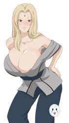 1girl blonde_hair breasts caisama large_breasts long_hair naruto_(series) smile tsunade_(naruto) 