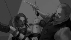 1boy 1girl age_difference artist_name bad_end bdsm blood bondage bound breasts brian_irons capcom captured cuts defeat empty_eyes gun helpless imminent_death implied_sex injury jill_valentine madbedlam monochrome nipples old old_man rape resident_evil resident_evil_2 resident_evil_2_(remake) resident_evil_3:_nemesis resident_evil_3_(remake) rope sex short_hair torn_clothes weapon