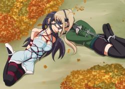  2girls arms_behind_back bad_deviantart_id bad_id bdsm black_hair black_legwear black_pantyhose black_thighhighs blindfold blonde_hair bondage bound bound_together chain collar cuffs d-mizton dress flats gag gag_harness gagged kasumigaoka_utaha linked_gag long_hair multiple_girls pantyhose reverse_prayer ring_gag rope saenai_heroine_no_sodatekata sawamura_spencer_eriri shackles shared_gag shibari shibari_over_clothes shoes slave thighhighs twintails yuri  rating:Questionable score:76 user:百合fag