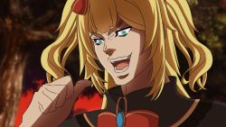  1girl akai_haato aqua_eyes blonde_hair bow bowtie dio_brando hair_ornament highres hololive jojo_no_kimyou_na_bouken kono_dio_da_(meme) meme open_mouth parody pointing pointing_at_self sodiumcloride34 solo style_parody virtual_youtuber  rating:General score:6 user:truesword24