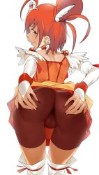 absurdres ass bike_shorts choker clothes_lift cure_sunny detached_sleeves highres hino_akane_(smile_precure!) messatsu_tan orange_choker precure red_hair red_ribbon red_shorts ribbon shorts shorts_under_skirt skirt skirt_lift smile_precure! solo spread_ass rating:Questionable score:70 user:danbooru